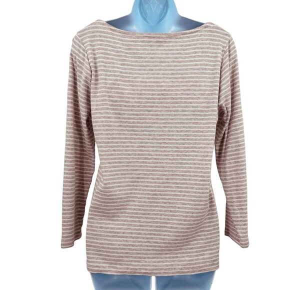 Vineyard Vines Boatneck Simple Tee in Oatmeal Heather Stripe - Picture 5 of 10